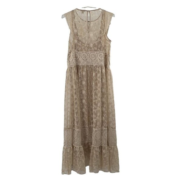 Sundance Faythe Dress Maxi Mesh Floral Long Sleeveless Petite Size PL $268 - Picture 9 of 14